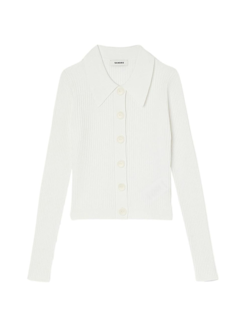 Sandro Olympe white button down collared cardigan